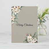 Winterthema beige feestdagenkaart (Staand voorkant)