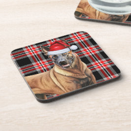 Winterthema Belgische Malinois Red Plaid Vakantie Bier Onderzetter