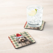 Winterthema Bergamasco Hondenvakantie Plaid Bier Onderzetter (Rechterzijde)