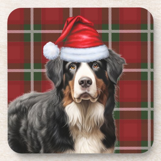 Winterthema Berner Sennenhond Vakantie Plaid Bier Onderzetter (Voorkant)