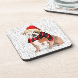 Winterthema Engelse Bulldog Wof Word Art Bier Onderzetter
