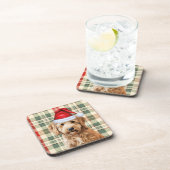 Winterthema Goldendoodle Hond Vakantie Plaid Bier Onderzetter (Rechterzijde)