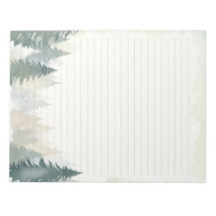 Winterthema groene dennenbomen bekleed notitieblok