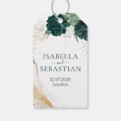 Winterthema groene rozen cadeaulabel (Achterkant)