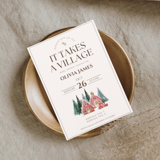 Winterthema het vergt een dorp baby shower kaart