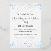 Winterthema Kerstvakantie Folie Uitnodiging (Achterkant)