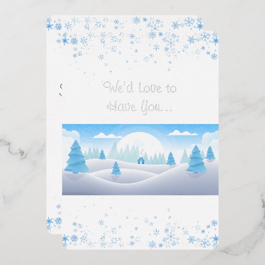 Winterthema Kerstvakantie Folie Uitnodiging (Voorkant / Achterkant)