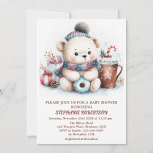 Winterthema knuffel beren speelgoed koffie aquarel kaart