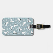 Winterthema met ijsblokjes met schaatsen bagagelabel (Voorkant horizontaal)