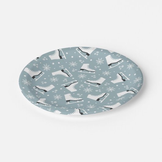 Winterthema met ijsblokjes met schaatsen papieren bordje (Gekanteld)