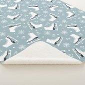 Winterthema met ijsblokjes met schaatsen sherpa deken (3/4)