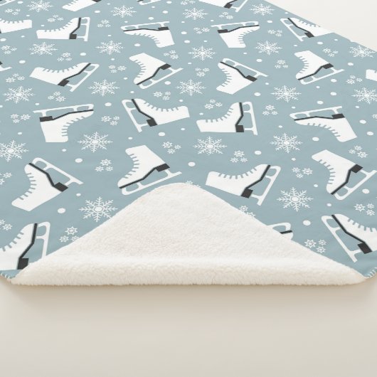 Winterthema met ijsblokjes met schaatsen sherpa deken (3/4)