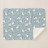 Winterthema met ijsblokjes met schaatsen sherpa deken (Voorkant (horizontaal))