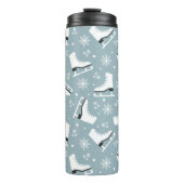 Winterthema met ijsblokjes met schaatsen thermosbeker (Voorkant)