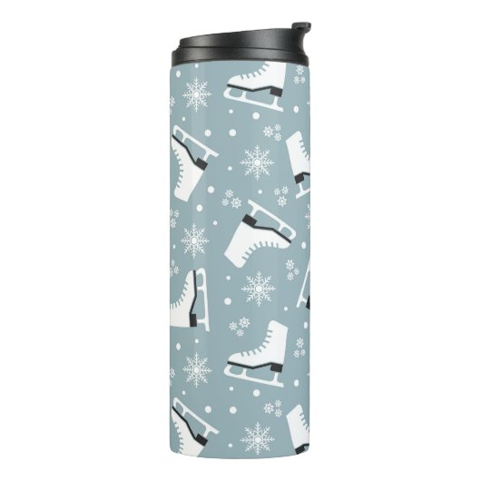 Winterthema met ijsblokjes met schaatsen thermosbeker (Gedraaid links)