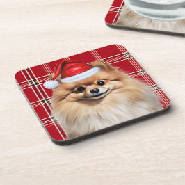 Winterthema-Pomeranian-hond-vakantieplaid Bier Onderzetter