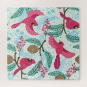 Winterthema: rood kardinaal patroon. legpuzzel (Horizontaal)