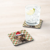 Winterthema Ruidharige Pointer Hond Kerst Plaid Bier Onderzetter (Rechterzijde)