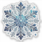 Winterthema sneeuwvlokken en ijskristal sticker (Voorkant)