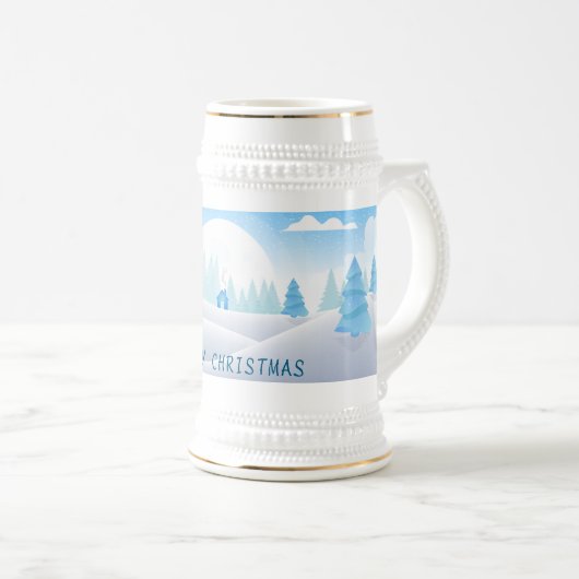 Winterthema Vrolijk Kerstfeest Stein Bierpul (Voorkant rechts)