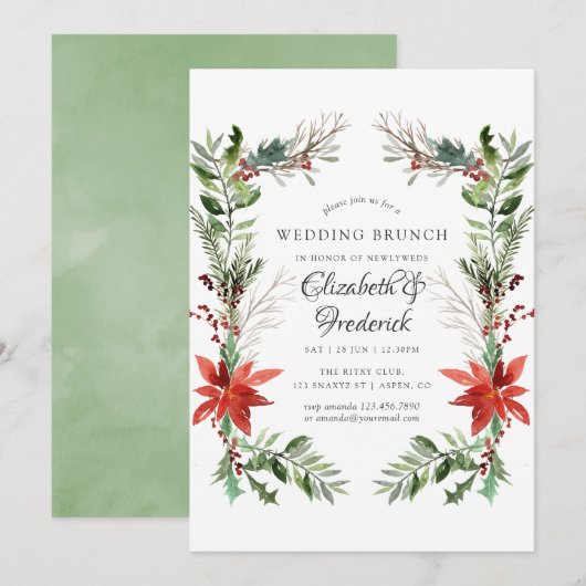 Wintertide Bos Kerst Bruiloft Brunch Kaart (Voorkant / Achterkant)
