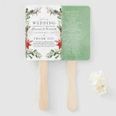 Wintertide Woodland - programma voor kerstbruiloft Handwaaier (Voorkant en achterkant)