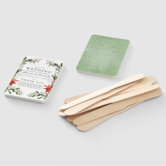 Wintertide Woodland - programma voor kerstbruiloft Handwaaier (Niet-gemonteerd)