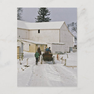 Wintertijd Amish Boerderij-Briefkaart Briefkaart