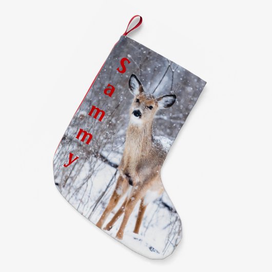 Wintertijd Deer Stocking Kleine Kerstsok (Voorkant (Hangend))