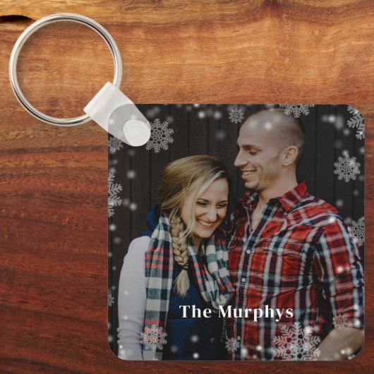 Wintertijd gepersonaliseerde foto Sleutelhanger (Voorkant)