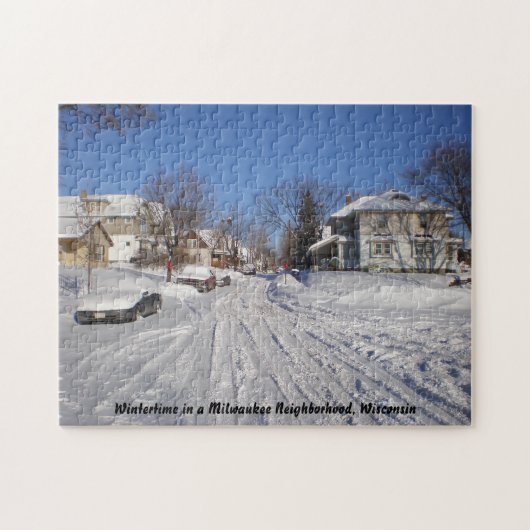 Wintertijd in een Milwaukee wijk Wisconsin Legpuzzel (Horizontaal)