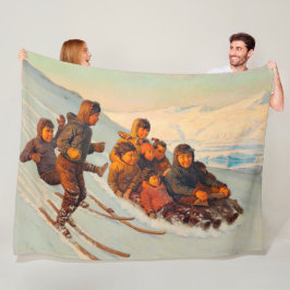 Wintertijd in Groenland Rasmussen 1875 Fleece Deken