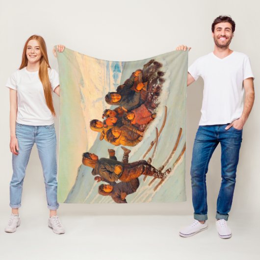 Wintertijd in Groenland Rasmussen 1875 Fleece Deken (In situ)