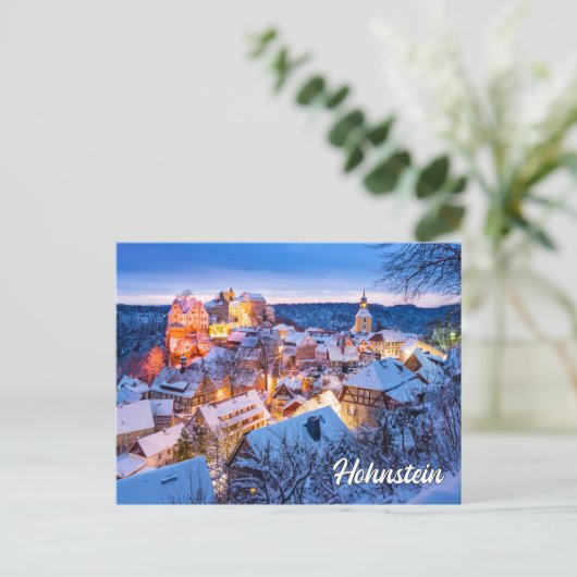 Wintertijd in Hohnstein, Duitsland Briefkaart (Staand voorkant)