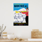 Wintertijd in Montreal, vrouw met skistoestellen Poster (Keuken)