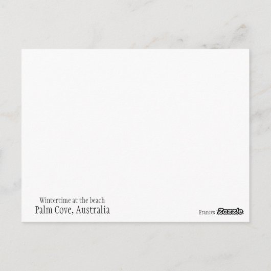 Wintertijd in Palm Cove briefkaart (Achterkant)