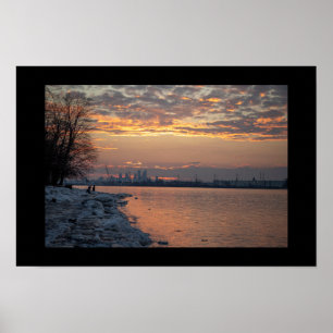 Wintertijd Rivier Zonsondergang Poster