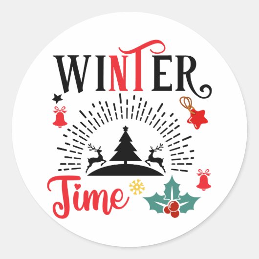 Wintertijd Ronde Sticker (Voorkant)
