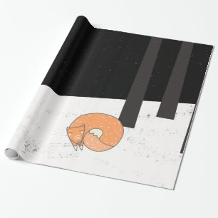 Wintertijd- Slaapvos - Illustratie Cadeaupapier