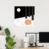 Wintertijd- Slaapvos - Illustratie Poster (Thuiskantoor)