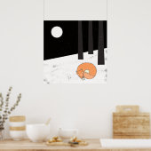 Wintertijd- Slaapvos - Illustratie Poster (Keuken)
