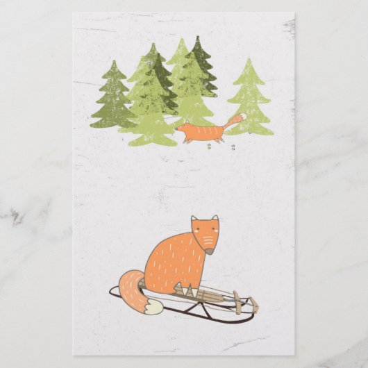 Wintertijd- Slapende Fox - Illustratie Briefpapier (Voorkant)