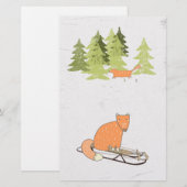 Wintertijd- Slapende Fox - Illustratie Briefpapier (Voorkant / Achterkant)