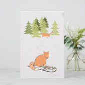 Wintertijd- Slapende Fox - Illustratie Briefpapier (Staand voorkant)