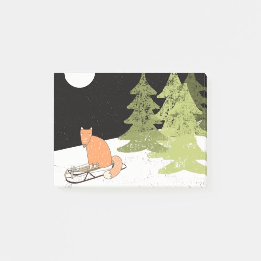 Wintertijd- Slapende Fox - Illustratie Post-it® Notes (Voorkant)