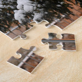 Wintertijd, sneeuw op de bomen legpuzzel (Zijkant)