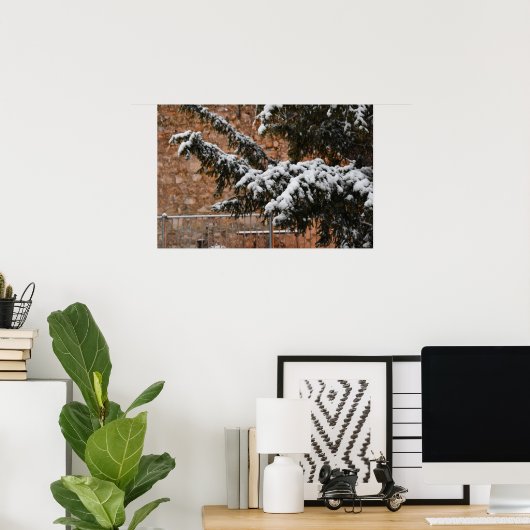 Wintertijd, sneeuw op de bomen poster (Thuiskantoor)