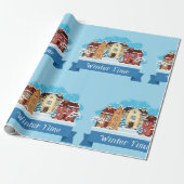 Wintertijd sneeuwen cadeaupapier (Uitgerold)