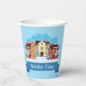 Wintertijd sneeuwen papieren bekers (Voorkant)