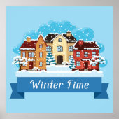 Wintertijd sneeuwen poster (Voorkant)